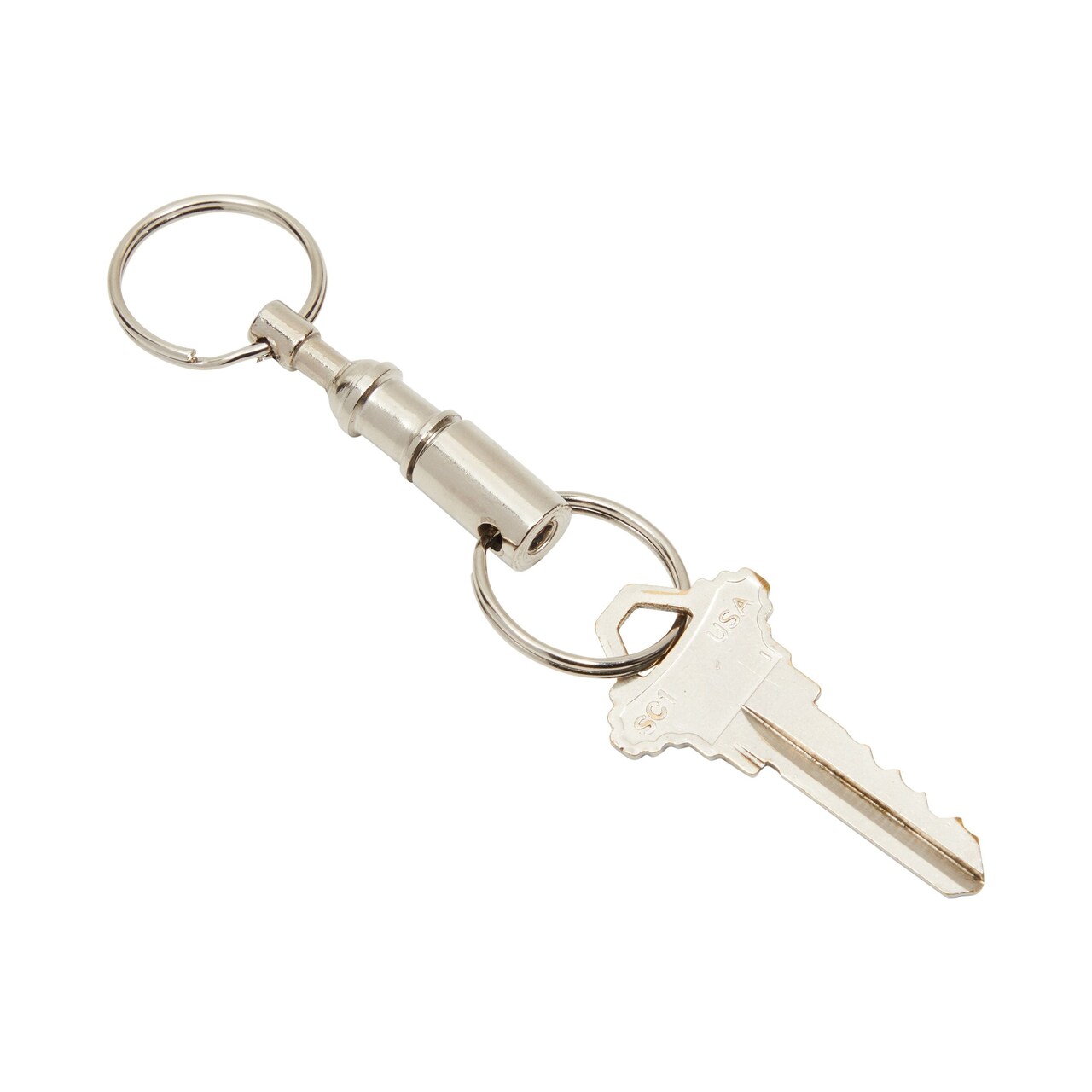 Detachable Key Chains with Quick Release Snaplock, Dual Sided (Silver, 12 Pack)